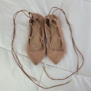 Candies Tan Gladiator Lace Up Flats Size 7